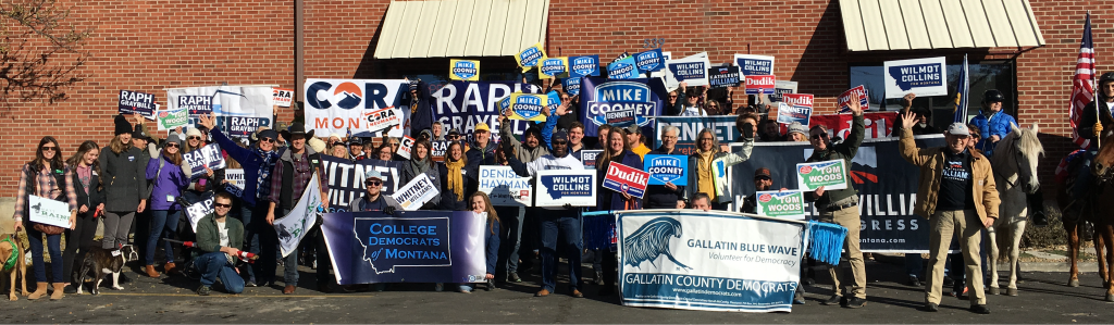 Group photo of Gallatin Democrats and Candidates at the 2019 MSU Homecoming Parade