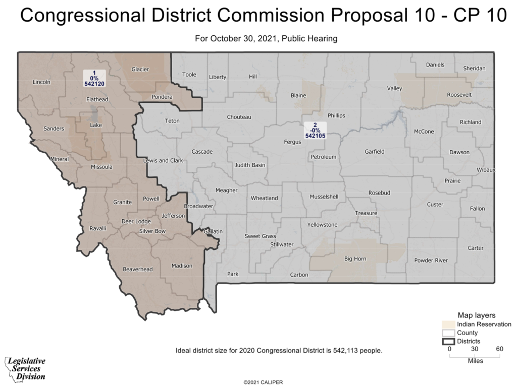 Map 10 of proposed congressional districts for Montana